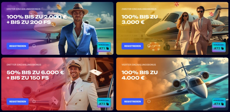 Jet4Bet Bonus Einzahlungsboni Codes JET1