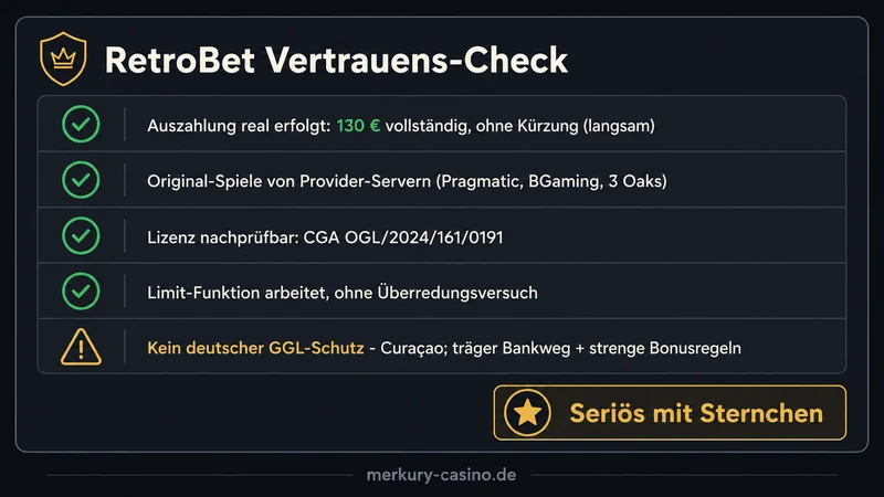 RetroBet seriös oder Abzocke Vertrauens-Check