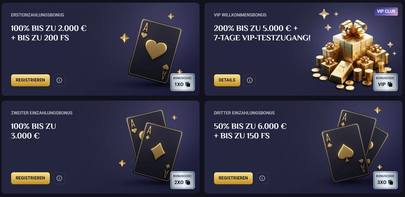 RollXO Bonus Einzahlungsboni VIP Programm