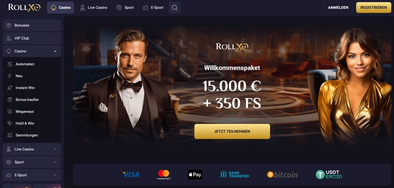 RollXO Casino Willkommenspaket Krypto
