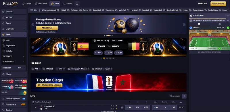 RollXO Sport E-Sport Wetten Live