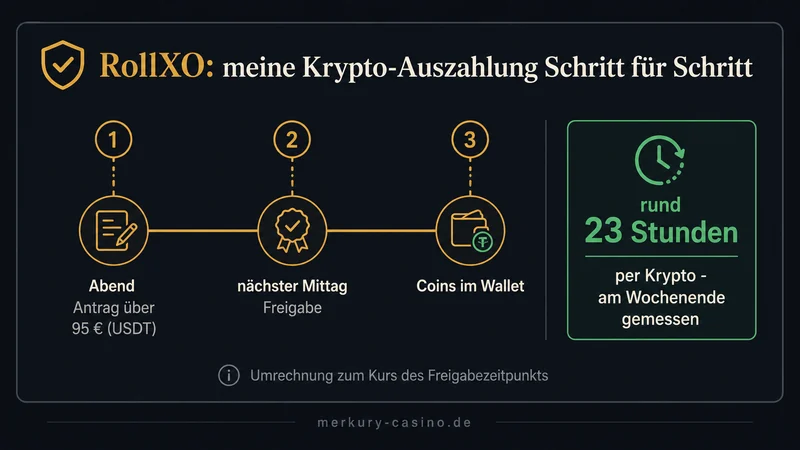 RollXO Auszahlung 23 Stunden Krypto Test