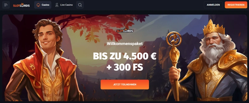 SlotLords Casino Lobby Willkommensbonus