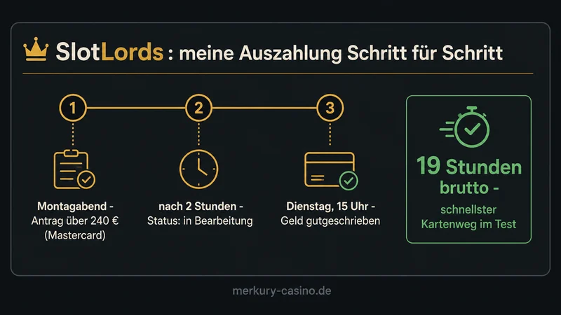 SlotLords Auszahlung 19 Stunden Test Ablauf