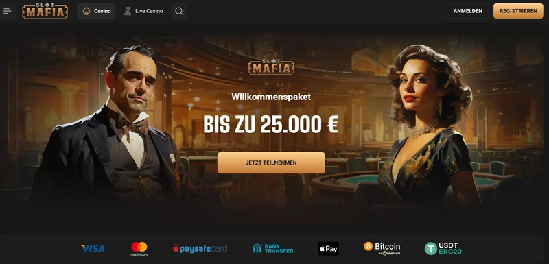 SlotMafia Casino Willkommensbonus 25000 Euro