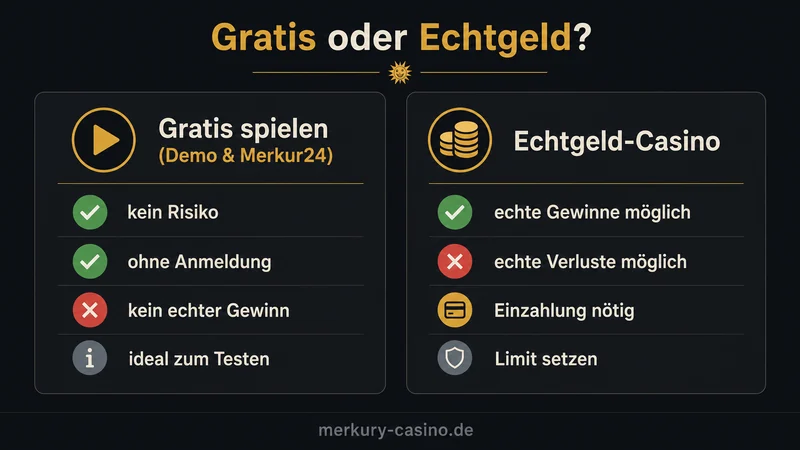 Merkur gratis oder Echtgeld Vergleich
